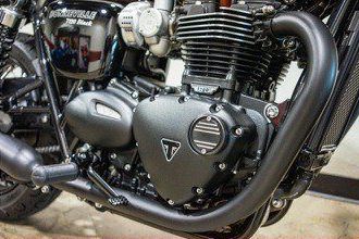 Black Bonneville bobber, detail 2