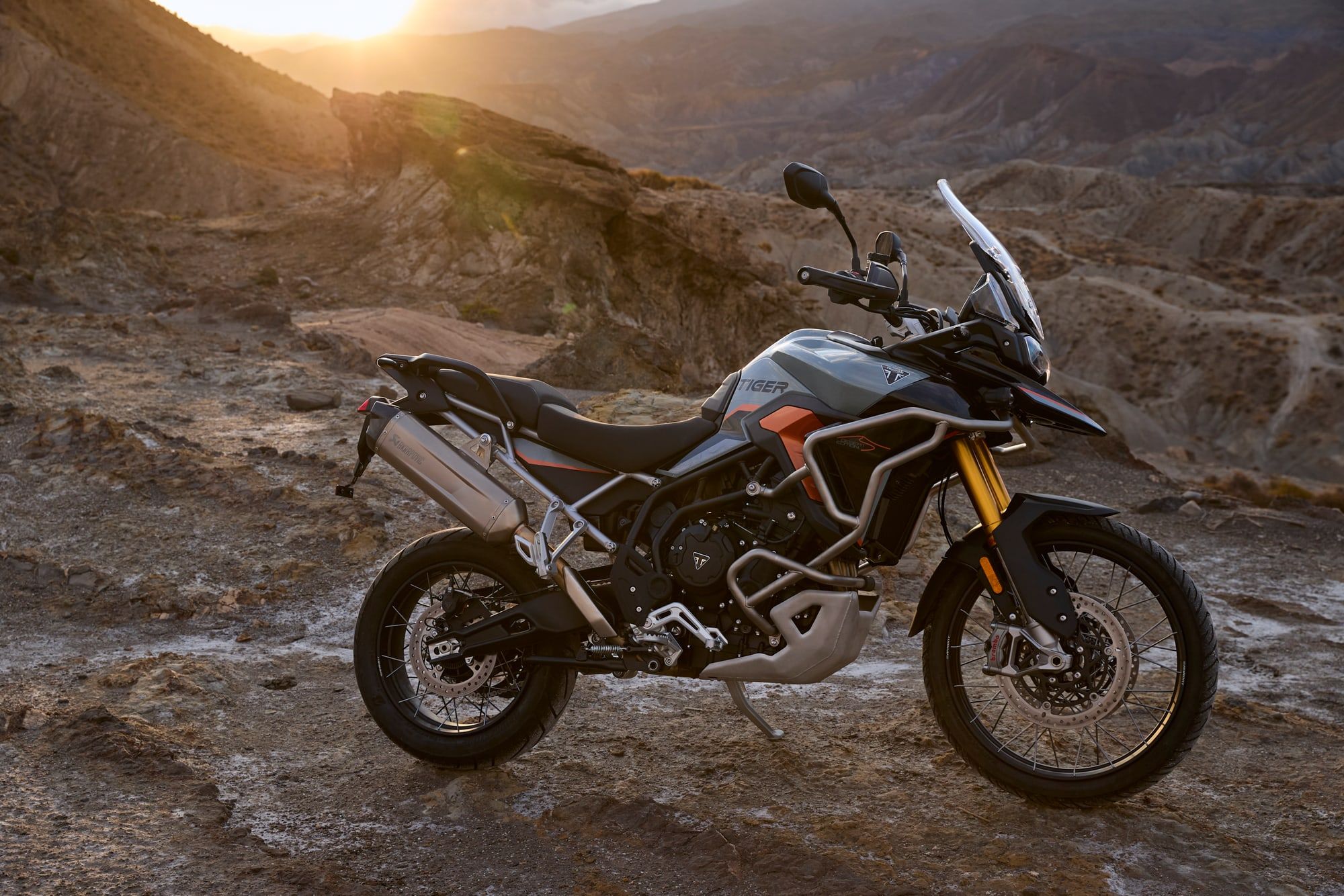 The Tiger 900 Rally Pro Desert Edition, photographed by Triumph