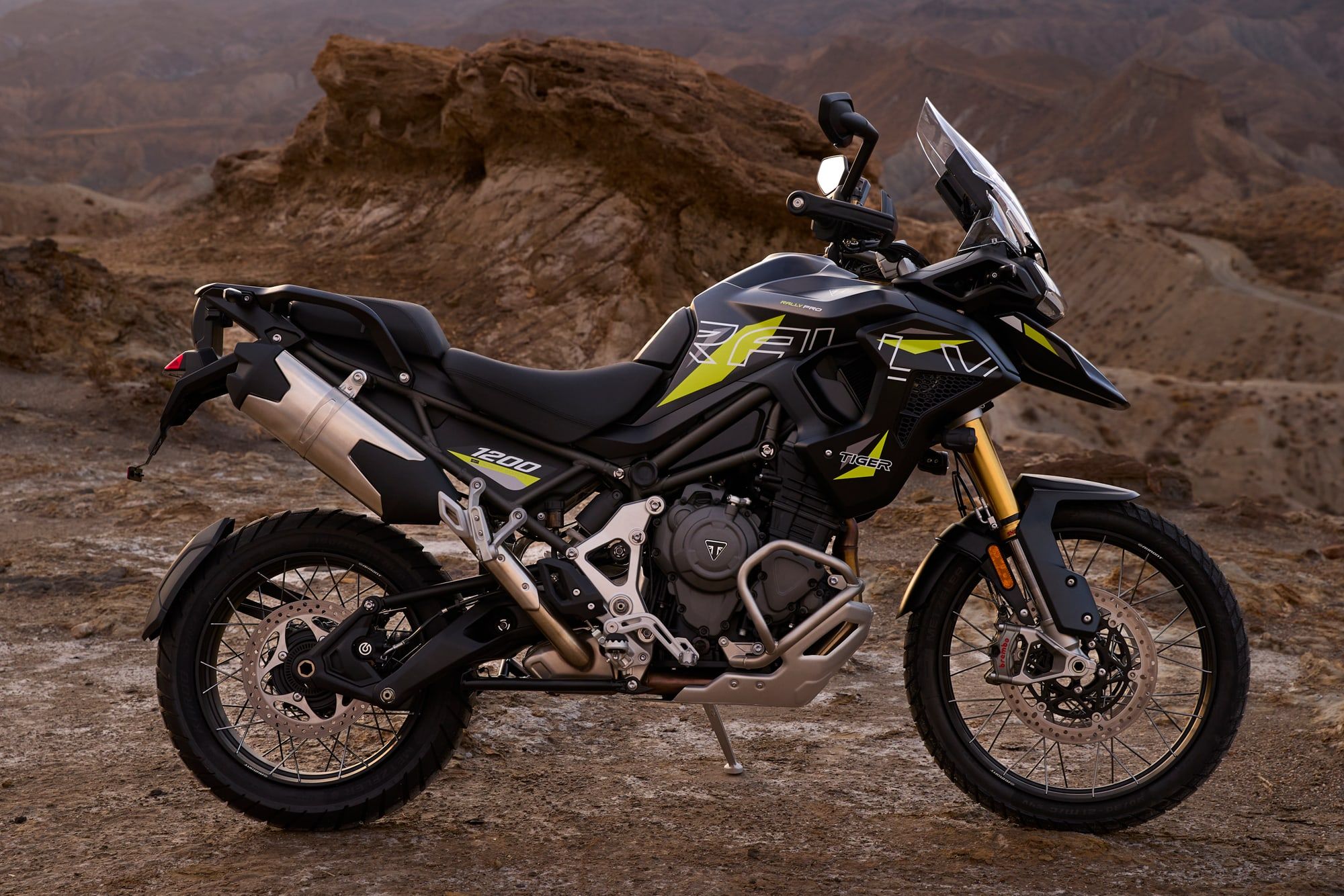 The Tiger 1200 Rally Pro Desert Edition, photographed by Triumph