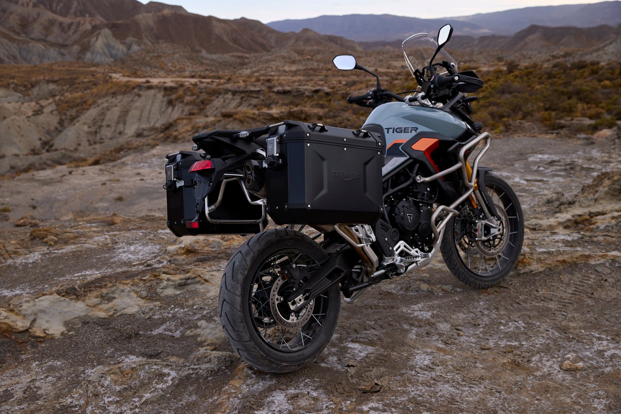 The Tiger 900 Rally Pro Desert Edition, photographed by Triumph