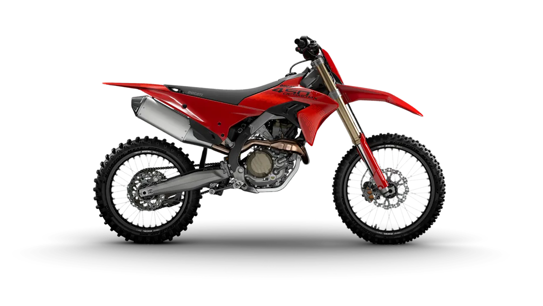 Ducati Desmo250 and Desmo450 in Ducati Red, studio rendering