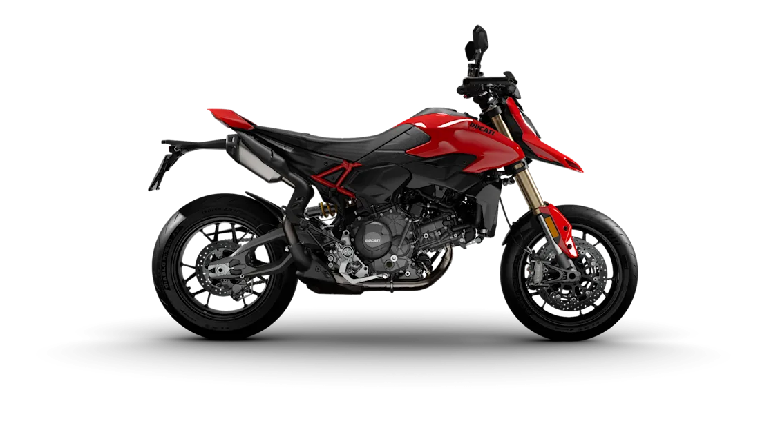 2027 Ducati Hypermotard V2 in Ducati Red, studio rendering