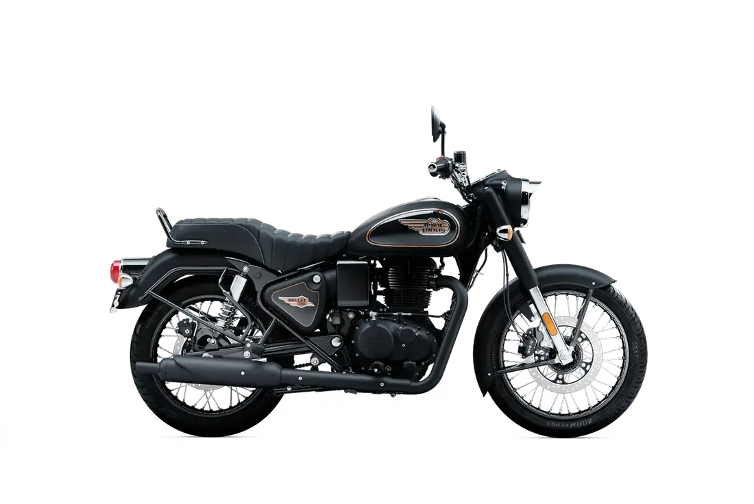 Royal Enfield Bullet 350 and 650 in Black Gold, studio rendering