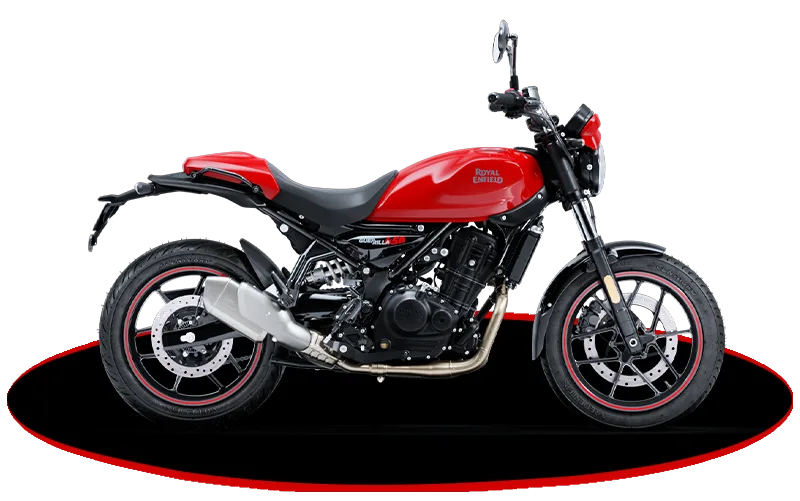 2027 Royal Enfield Guerrilla 450 in Apex Red, studio rendering