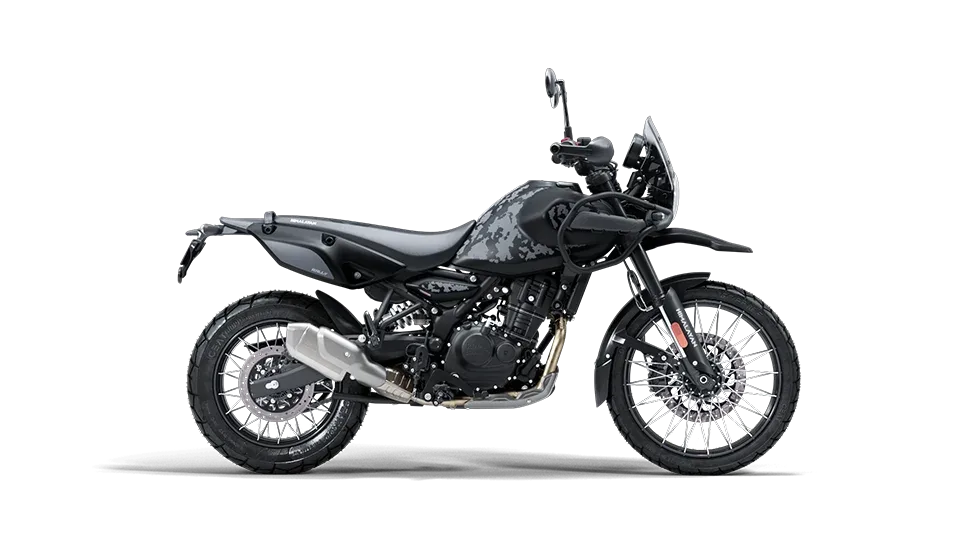 2026 Royal Enfield Himalayan 450 in Mana Black, studio rendering