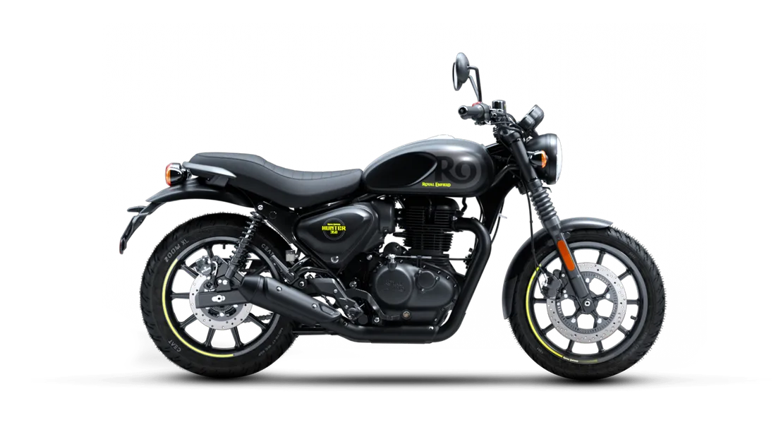 2027 Royal Enfield Hunter 350 in Graphite Grey, studio rendering