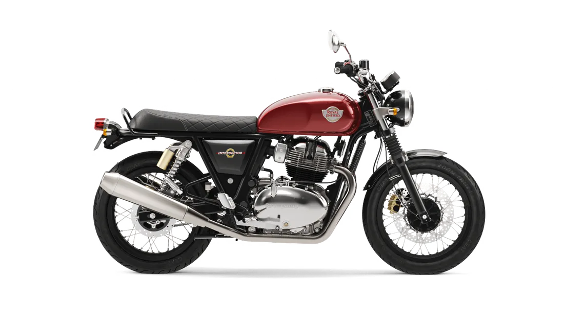 2026 Royal Enfield Interceptor 650 in Canyon Red, studio rendering
