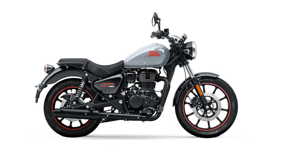 2027 Royal Enfield Meteor 350 in Fireball Grey, studio rendering