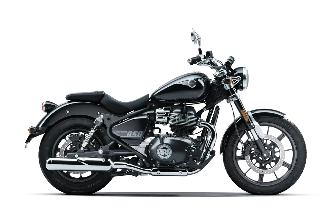 Royal Enfield Super Meteor 650 in Astral Black, studio rendering