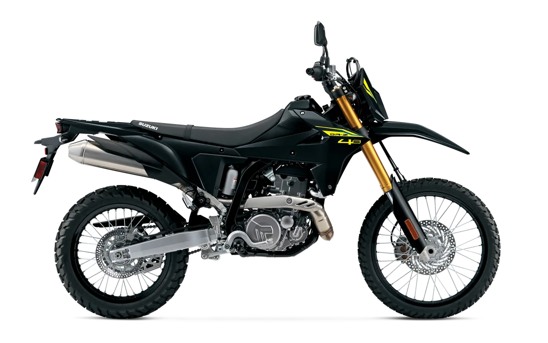 2027 Suzuki DR-Z4S / DR-Z4SM in Solid Black, studio rendering