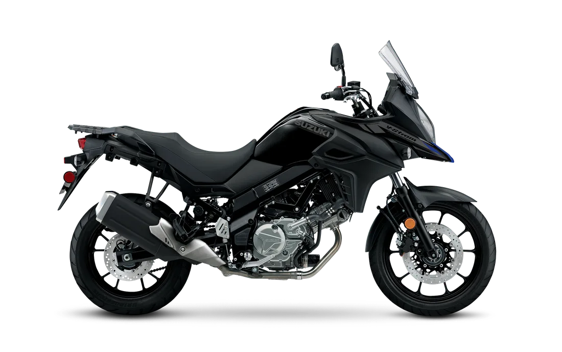 2025 Suzuki V-Strom 650 in Glass Sparkle Black, studio rendering