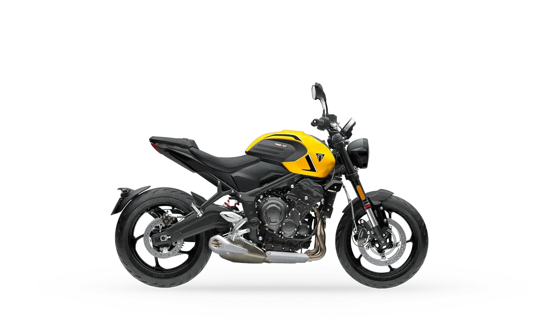 2026 Triumph Trident 660 and 800 in Cosmic Yellow, studio rendering