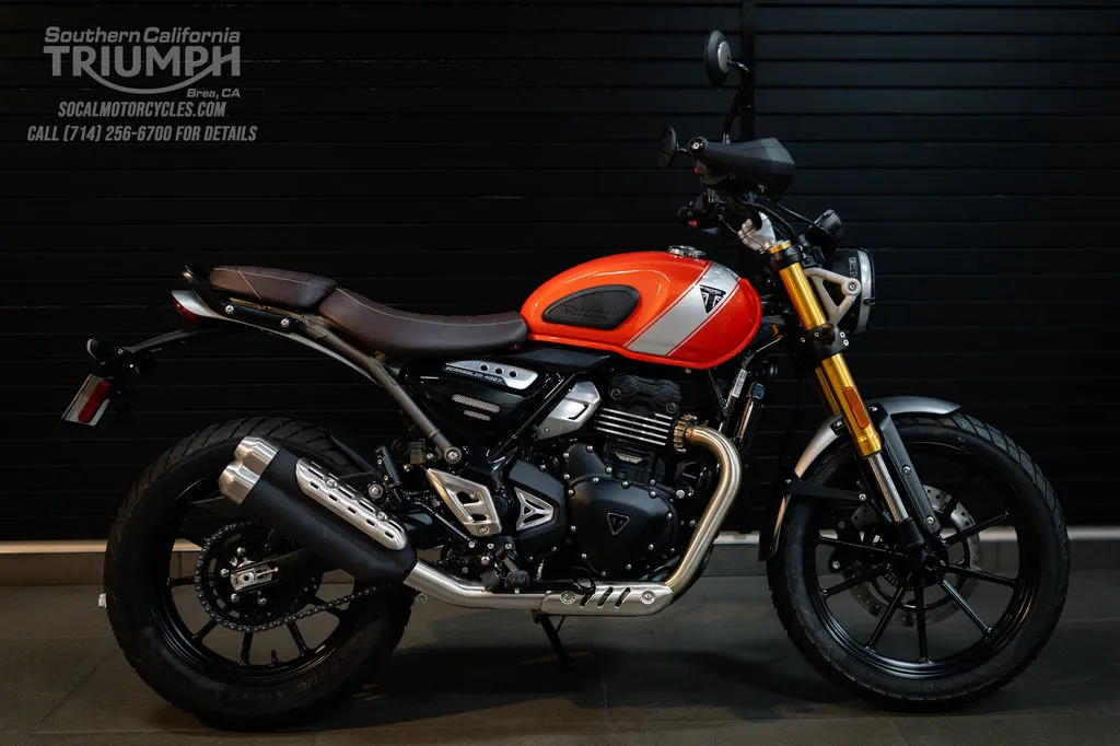 2026 Triumph Scrambler 400 X in Aluminum / Baja Orange, photo 1 of 10