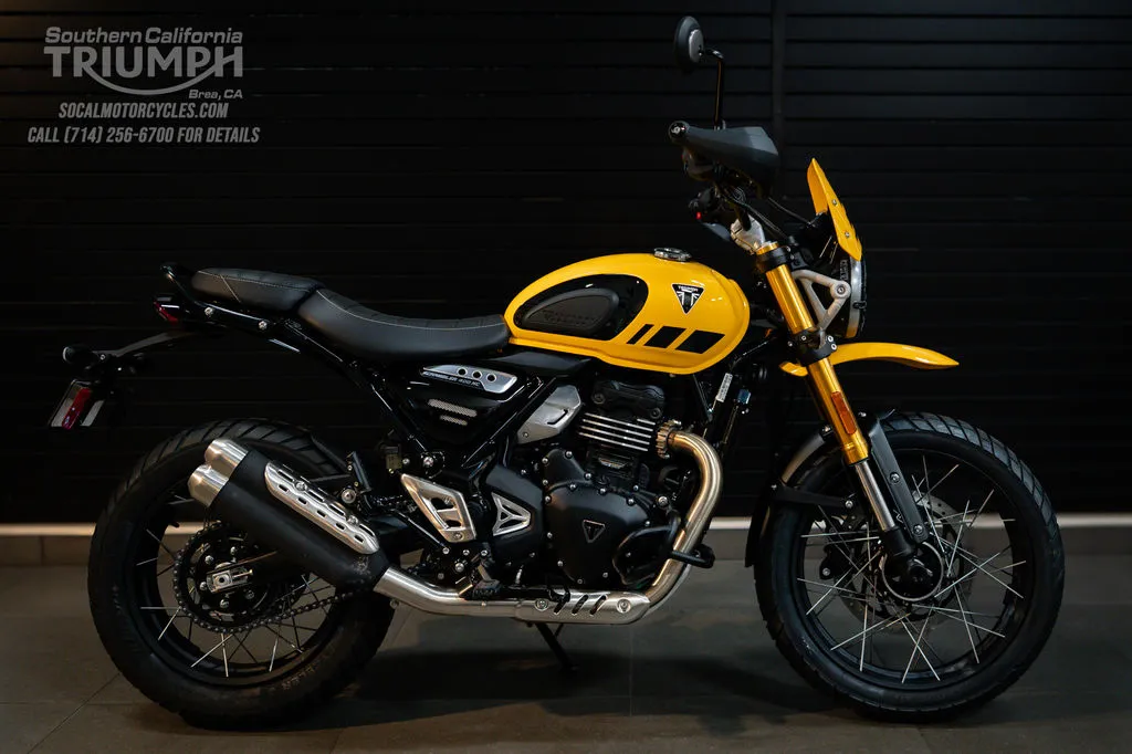 2026 Triumph Scrambler 400 XC in Racing Yellow, photo 1 of 10