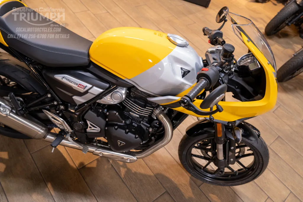 2026 Triumph Thruxton 400 in Metallic Racing Yellow / Aluminum Silver, photo 3 of 10