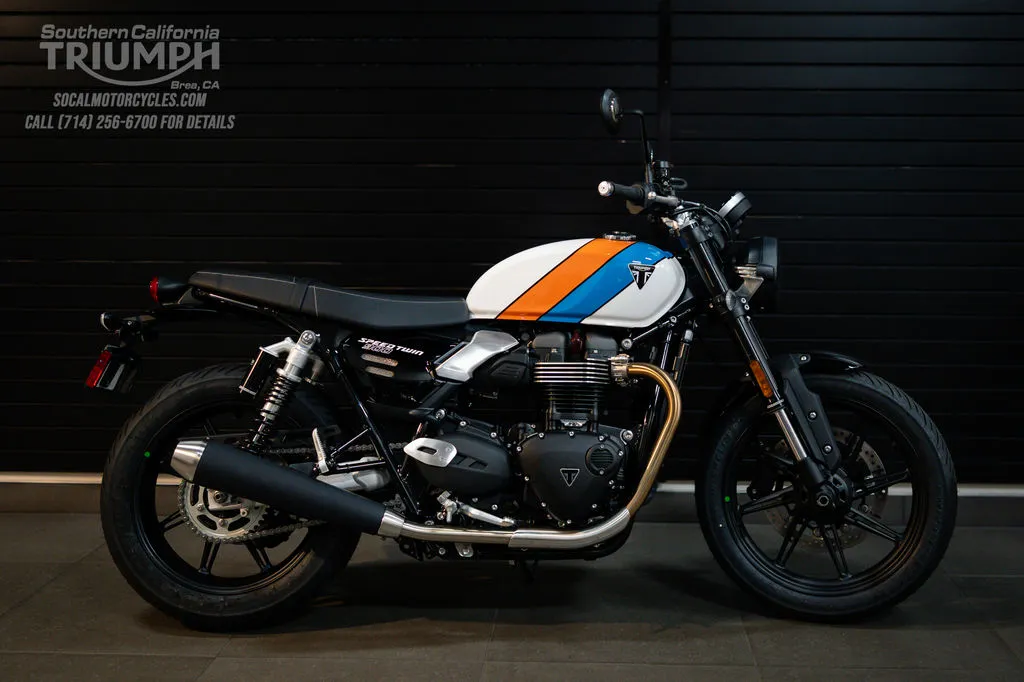 2026 Triumph Speed Twin 900 in Pure White / Maui Blue / Tangerine Orange, photo 1 of 10